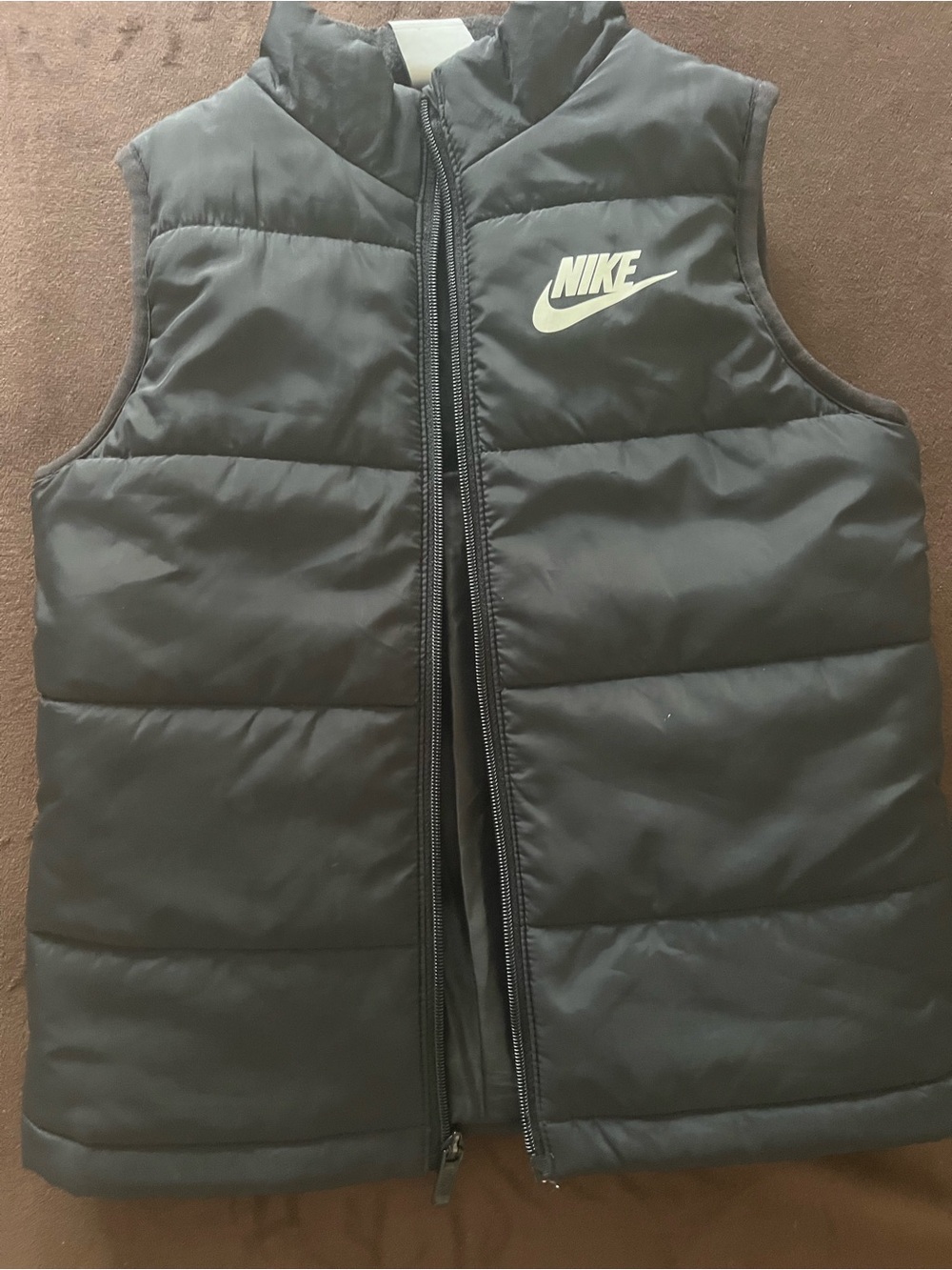 Nike Kids black Puffer Vest with White Logo